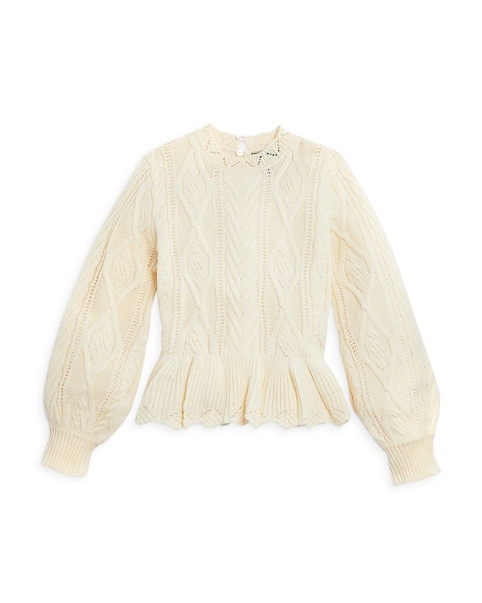 AQUA - Girls' Peplum Cable Sweater, Big Kid - 100% Exclusive