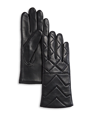 Aqua Quilted Leather Tech Gloves - 100% Exclusive In Black