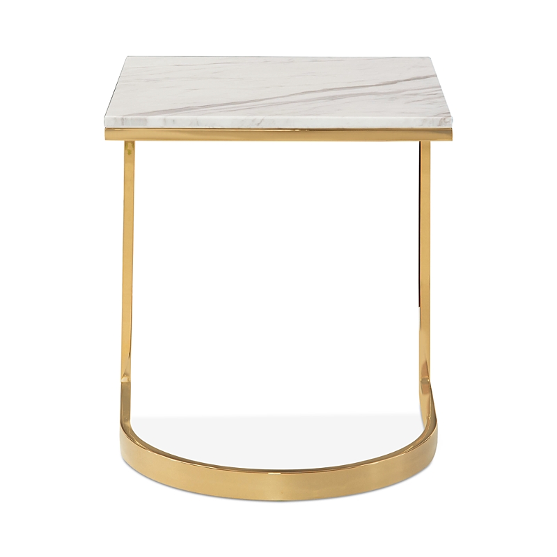 Bernhardt Blanchard End Table In Jazz White/polished Brass
