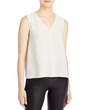 Eileen Fisher V Neck Silk Top In Bone