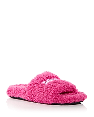 Balenciaga women's furry slide slippers