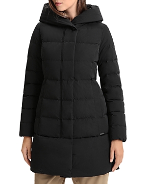 Woolrich Quilted Jacket With Concealed Zip And Snap Button Placket In Black