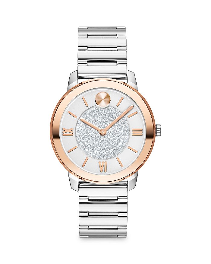 Movado Bold Luxe Two Tone Crystal Pav Dial Watch 32mm