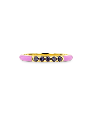 Rachel Reid 14k Yellow Gold & Enamel Iolite Ring In Pink