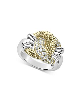 LAGOS - Sterling Silver & 18K Yellow Gold Caviar Luxe Diamond Large Knot Ring