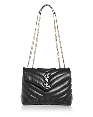 Saint Laurent Loulou Small Quilted Leather Crossbody In Black/silver
