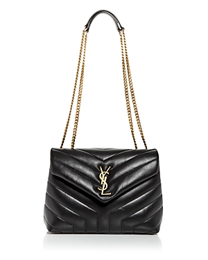 Saint Laurent Loulou Small Quilted Leather Crossbody In Black/gold