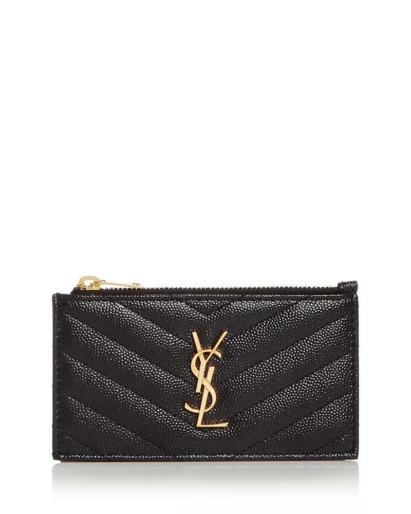 Saint Laurent Cassandre Matelasse Fragments Zipped Card Case