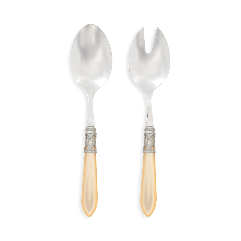 Vietri Aladdin Brilliant Aqua 2-piece Salad Server Set In Ivory