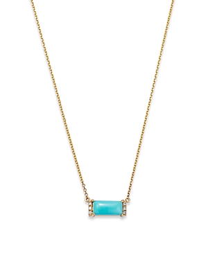 Bloomingdale's Turquoise & Diamond Accent Bar Necklace In 14k Yellow Gold, 16-18 - 100% Exclusive In Turquoise/gold