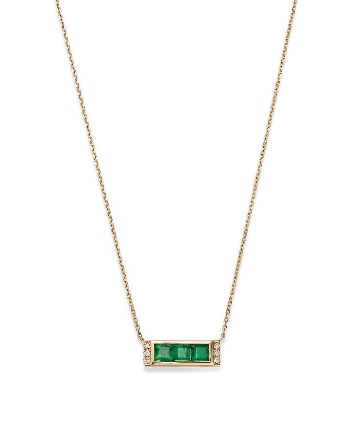Bloomingdale's Emerald & Diamond Accent Bar Necklace in 14K Yellow Gold ...