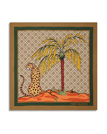 Tory Burch Monogram Cheetah Silk Neckerchief | Bloomingdale's