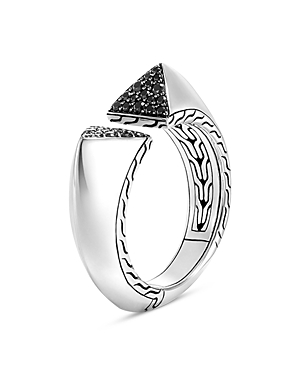 John Hardy Tiga Black Sapphire Open Ring In Silver/black