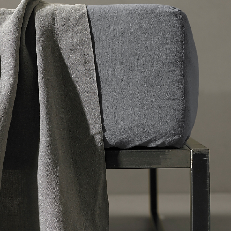 Society Limonta Rem Linen Fitted Sheet, Queen In Balena