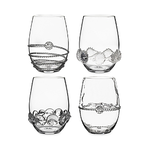 Shop Juliska Heritage Stemless Wine Glasses, Assorted Set Of 4 In Clear
