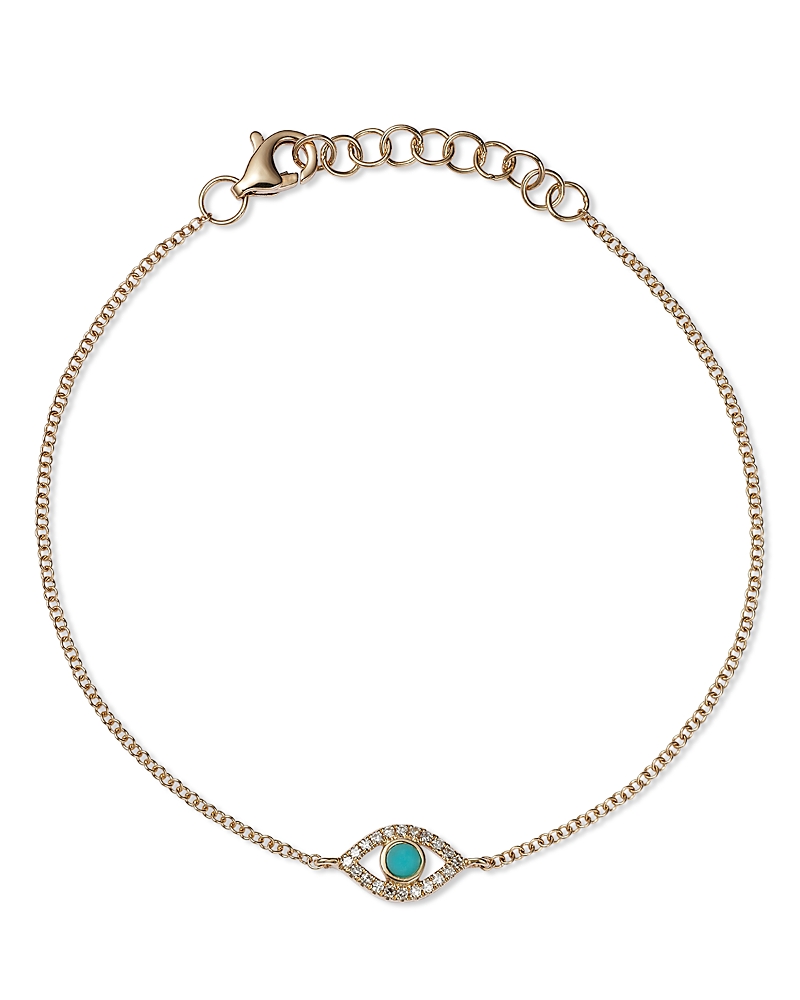 Moon & Meadow 14k Yellow Gold Kate Turquoise & Diamond Evil Eye Chain Bracelet In Gold