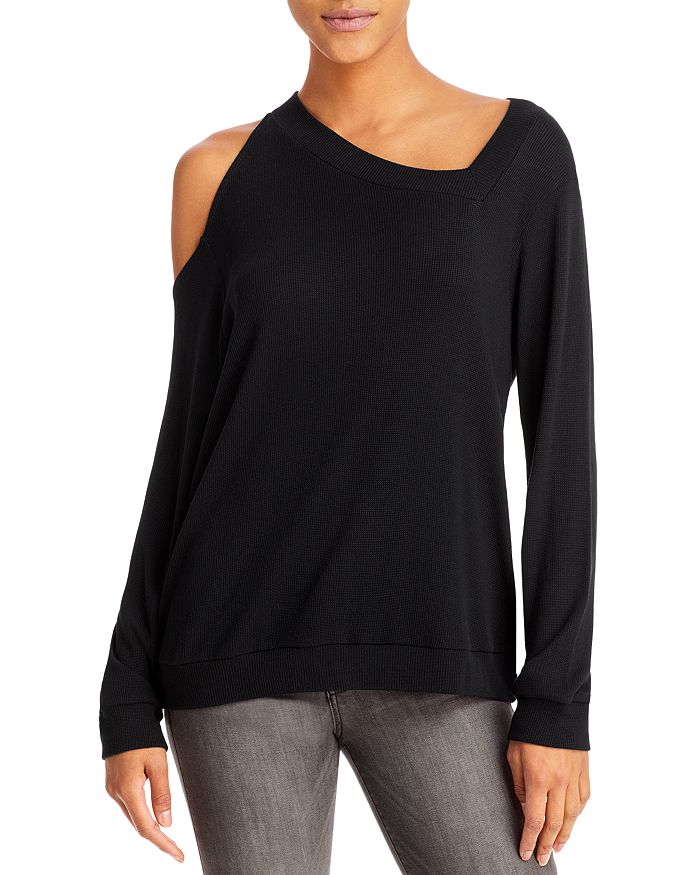 LNA Stone Ribbed Cold Shoulder Top Bloomingdale s