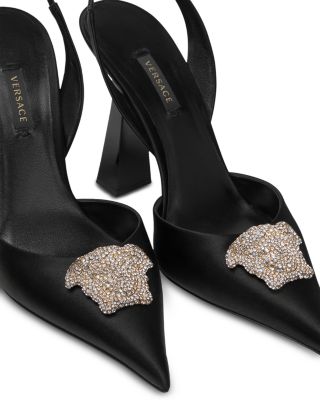 【関税込み】versace Satin rhinestone slingback Versace Satin Rhinestone Slingback