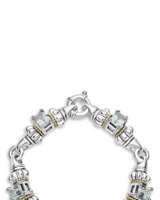18K Yellow Gold & Sterling Silver Glacier White Topaz Link Bracelet