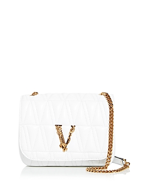 Versace V Logo Quilted Mini Bag Bianco