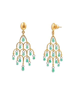 Gurhan 22k Yellow Gold Dew Hue Emerald Chandelier Earrings In Green/gold
