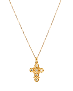 Gurhan 24k & 22k Yellow Gold Amulet Diamond Bezel Cross Pendant Necklace, 16-18