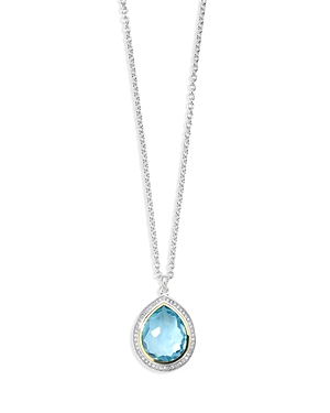 Ippolita 18k Yellow Gold & Sterling Silver Chimera Rock Candy Blue Topaz & Diamond Halo Pendant Necklace, 16- In Blue/silver