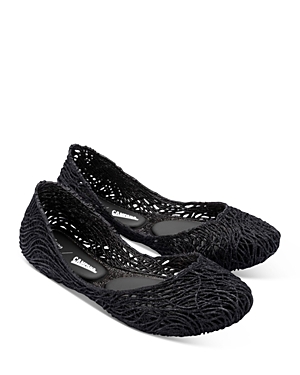 Melissa 'campana Papel Vii' Jelly Flat In Black