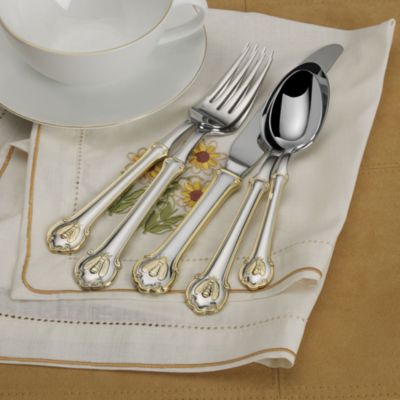 Napoleon Bee Gold Accent 45 Piece Flatware Set, Service for 8