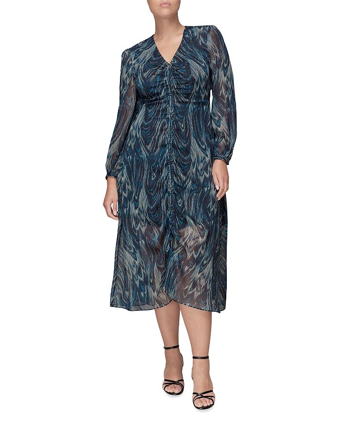 Whistles Wave Print Ruched Dress | Bloomingdale's
