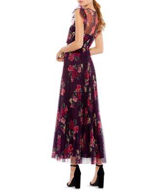 Floral Flutter Sleeve Midi Dress