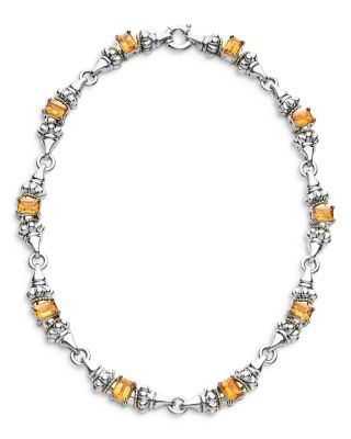 18K Yellow Gold & Sterling Silver Glacier Citrine Collar Necklace, 16"