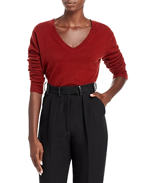 Vince Weekend V Neck Cashmere Sweater In Currant