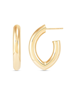 14K Yellow Gold Polished Navette Hoop Earrings