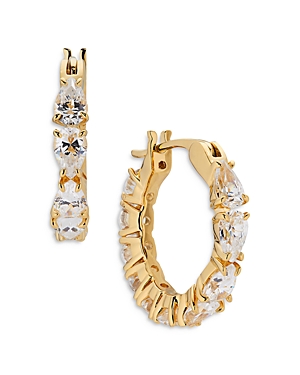 Nadri Tezoro Pear Shape Cubic Zirconia Hoop Earrings In Gold