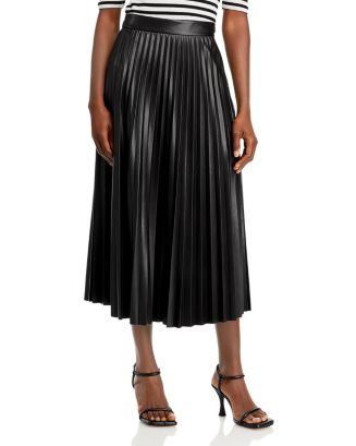 BOSS Vaplita Faux Leather Pleated Midi Skirt | Bloomingdale's