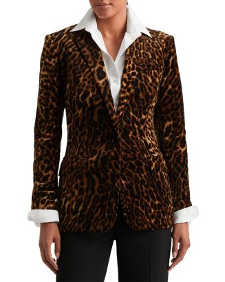 Tory Burch Womens sale Blazer SZ M Tan Leopard Animal Print Stretch Jacket￼