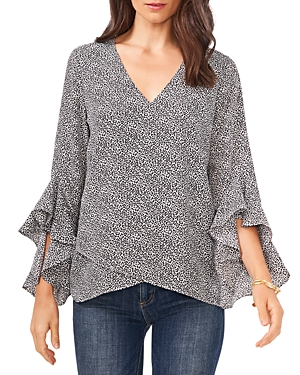 Vince Camuto Printed Flutter Sleeve Top
