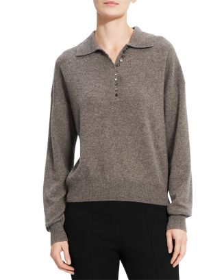 Theory Button Placket Cashmere Sweater | Bloomingdale's