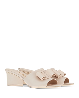 Ferragamo Women's Slip On Bow Sandals In Bone