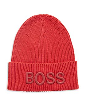 BOSS Hugo Boss - AFOX Cotton Blend Logo Embroidered Ribbed Knit Beanie