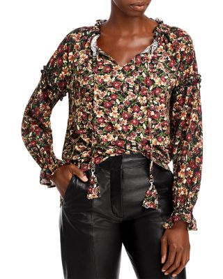 Cupio - Ruffled Floral Print Top
