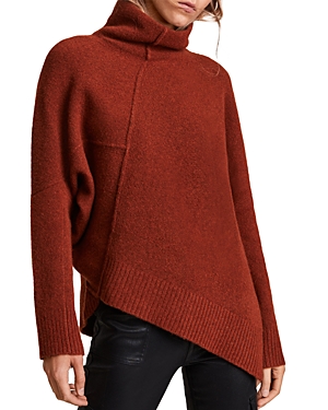 Allsaints Lock Funnel Neck Sweater In Copper