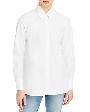 Lafayette 148 Petite Wright Shirt In Italian Stretch Cotton In White
