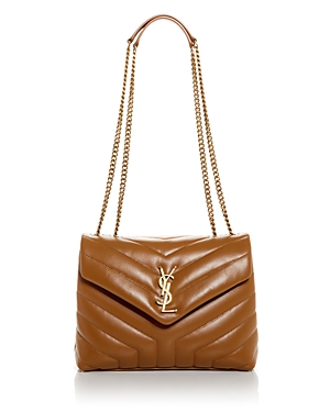 Saint Laurent Loulou Small Quilted Leather Crossbody In Natural/gold