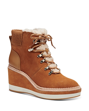 Kate Spade Women's Willow Shearling Trim Wedge Booties In Bungalow