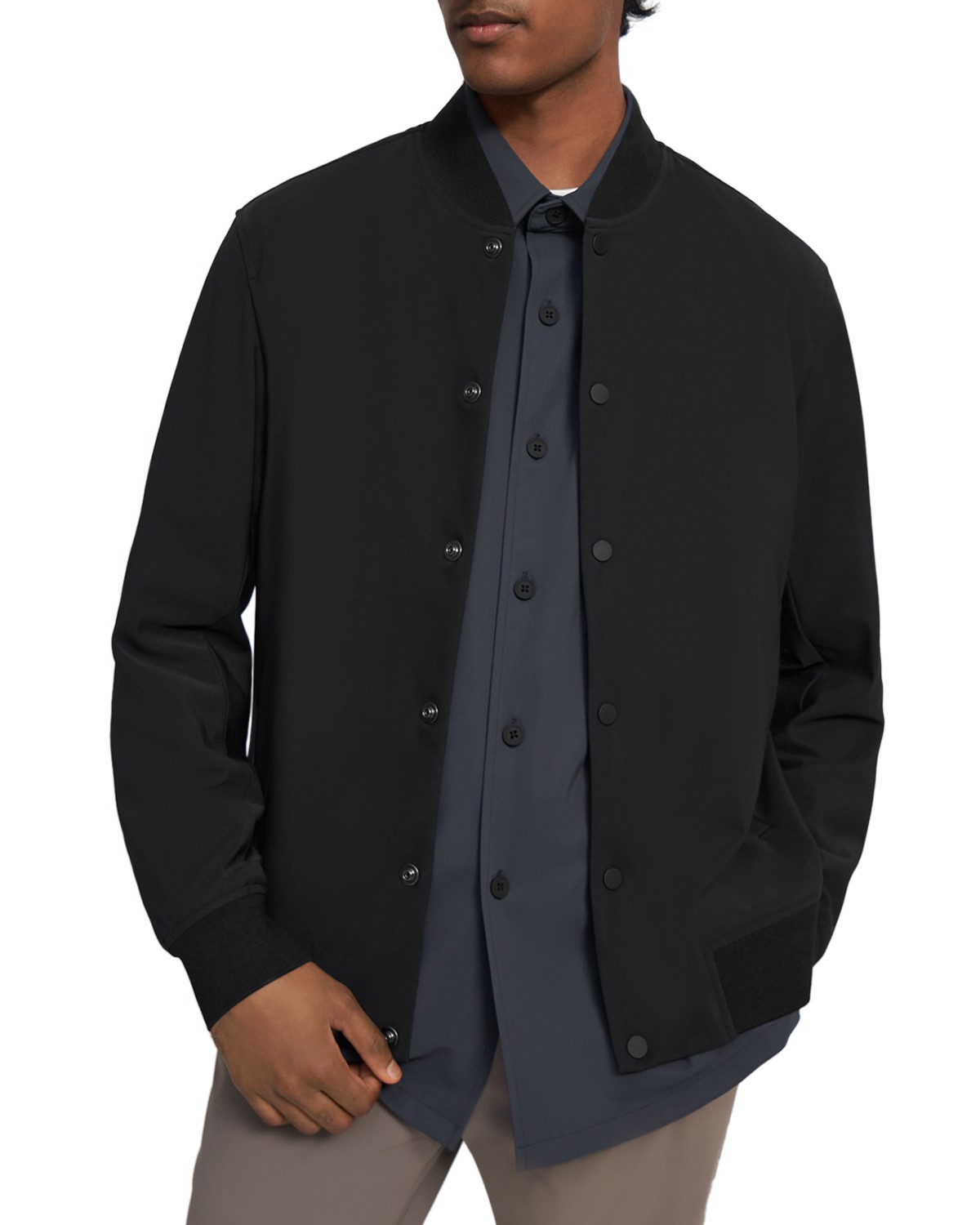 Theory Murphy Bomber Jacket in Precision Ponte in Black