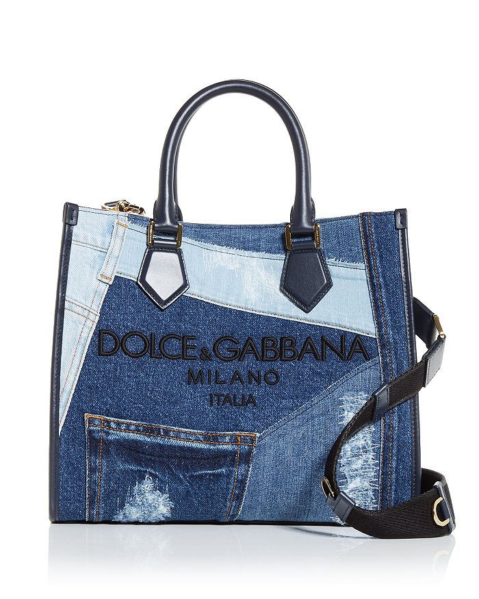 Dolce & Gabbana Denim Shopper with Embroidered Logo | Bloomingdale's