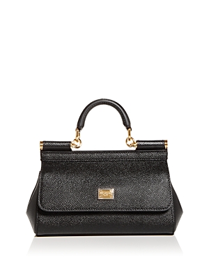 Shop Dolce & Gabbana Small Sicily Bag In Dauphine Calfskin In Black