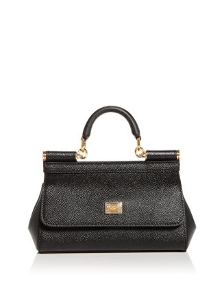 Dolce & Gabbana Sicily Small Leather Top-Handle Bag Black